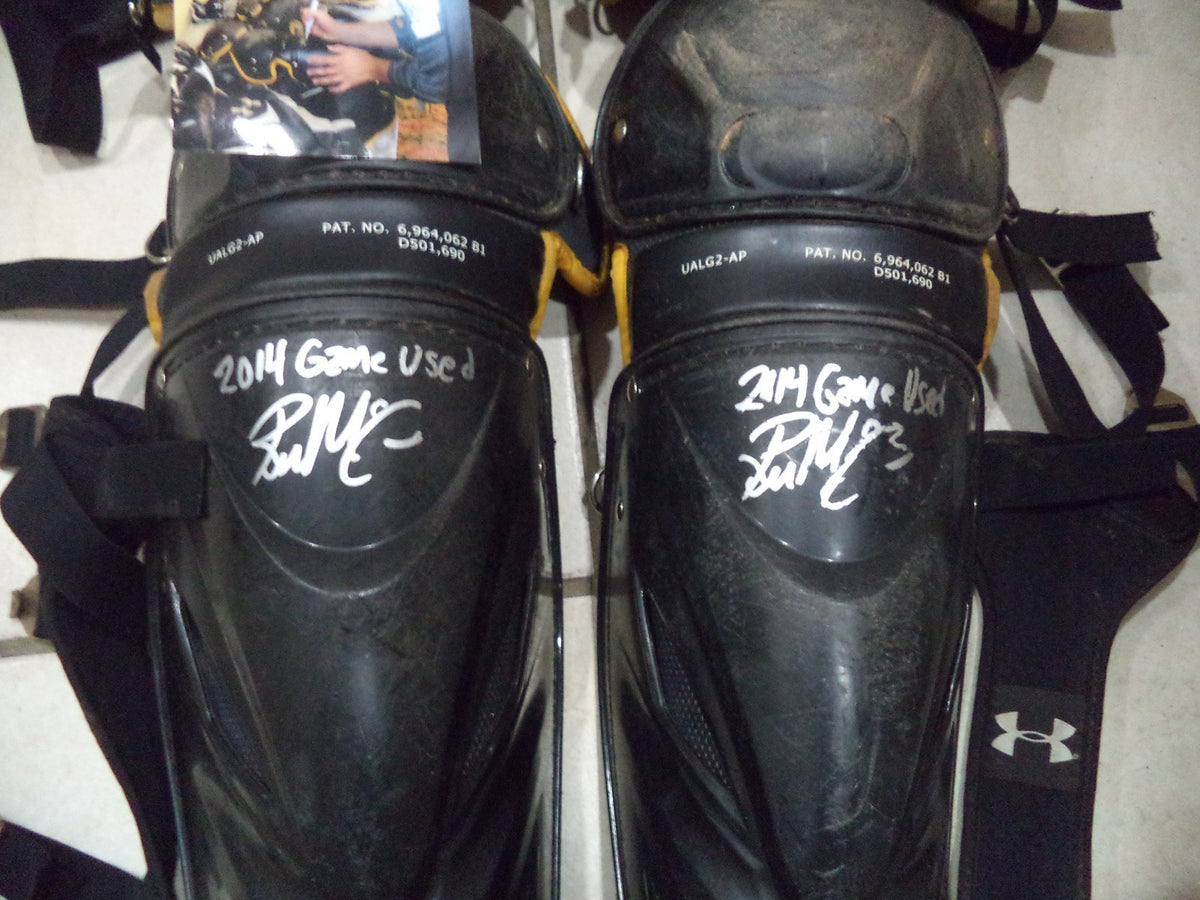 REESE MCGUIRE PIRATES SIGNED GAME USED CHEST PROTECTOR & SHIN GUARDS COA PROOF 