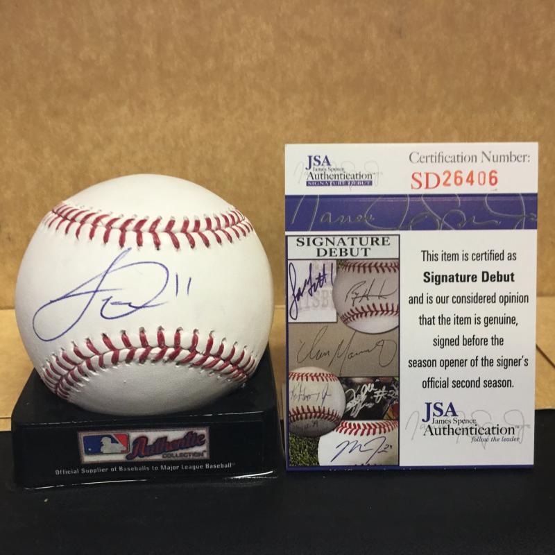 TRAVIS DEMERITTE DETROIT TIGERS SIGNED AUTOGRAPHED M.L. BASEBALL JSA SD26406