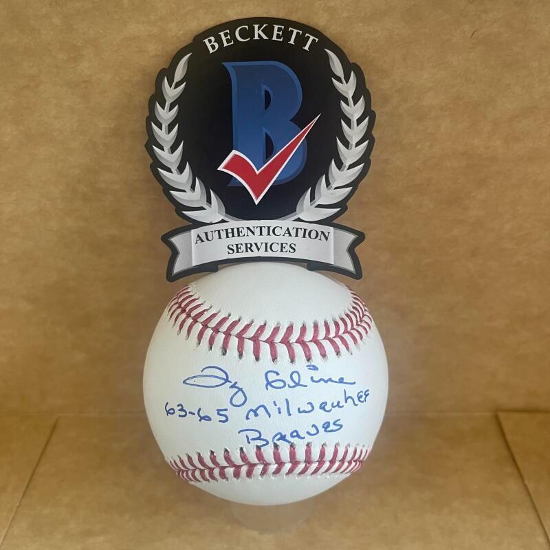 TY CLINE 63-65 MILWAUKEE BRAVES SIGNED AUTO M.L.BASEBALL BECKETT AUTHENTICATED