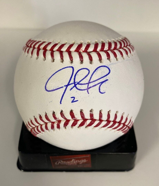 JUSTIN TURNER RED SOX/BLUE JAYS SIGNED AUTOGRAPHED M.L. BASEBALL BECKETT D