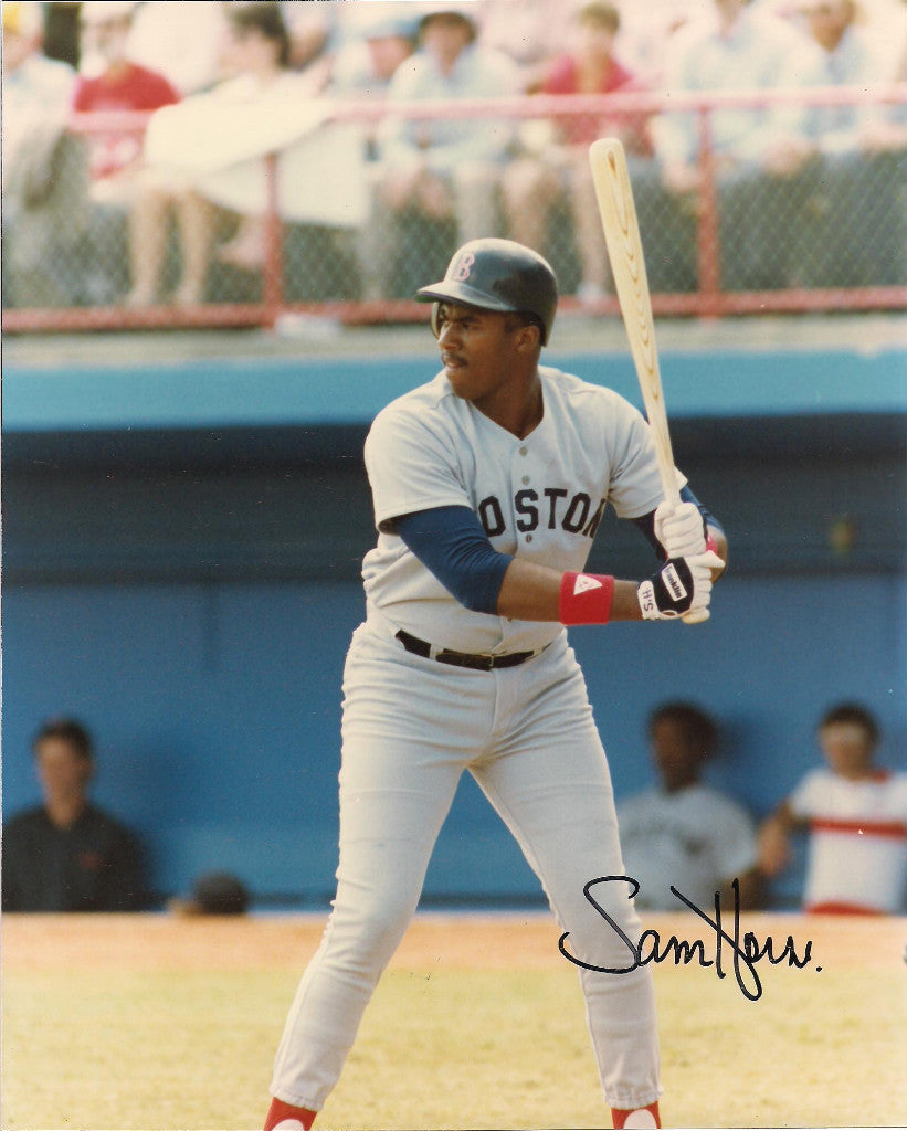 SAM HORN BOSTON RED SOX SIGNED 8X10 PHOTO W/COA