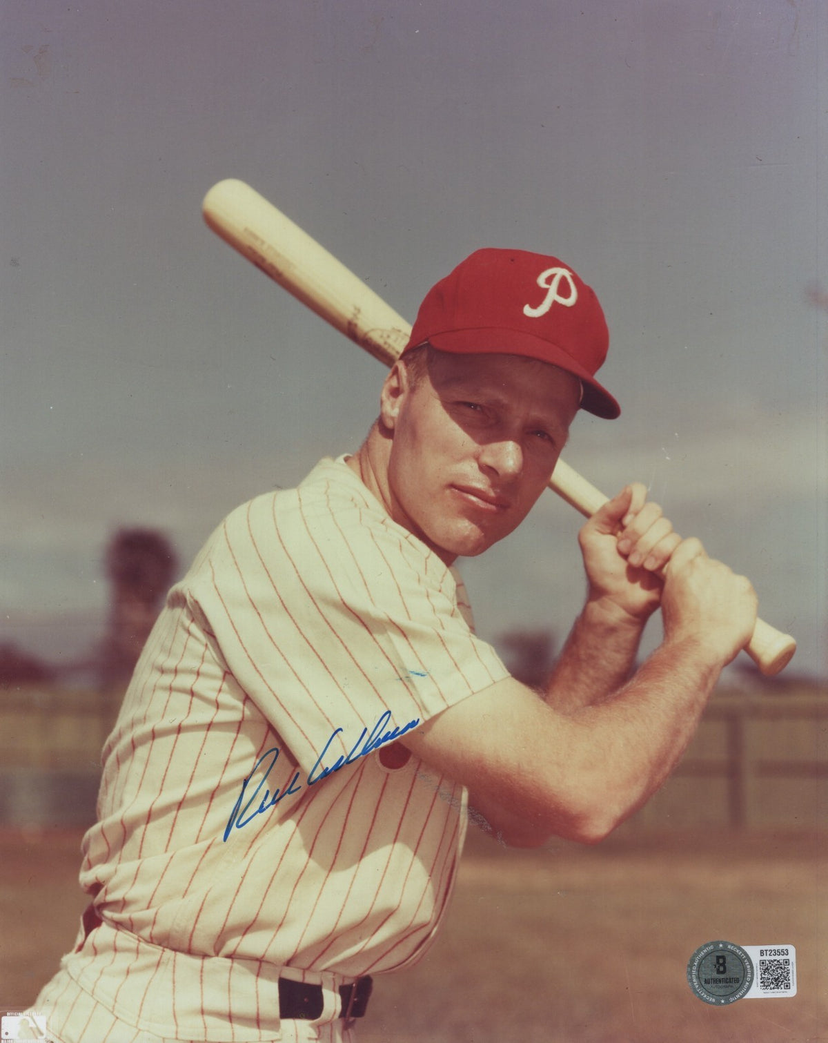RICHIE ASHBURN PHILADELPHIA PHILLIES  SIGNED AUTOGRAPHED 8X10 PHOTO BECKETT