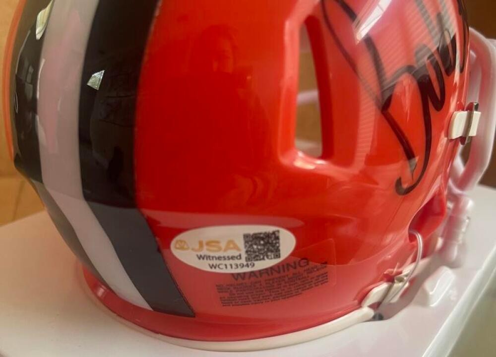 BOB GOLIC BROWNS #79 SIGNED AUTOGRAPHED MINI HELMET  JSA AUTH