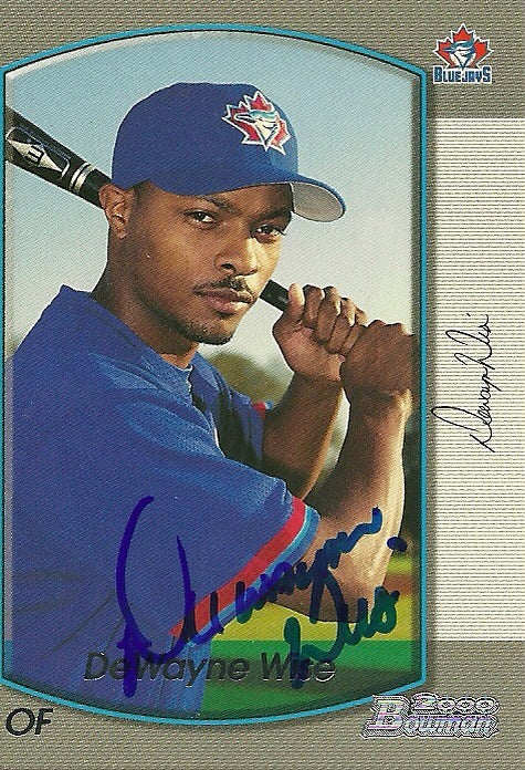 DEWAYNE WISE TORONTO BLUE JAYS SIGNED AUTOGRAPHED 2000 BOWMAN CARD #420 W/COA