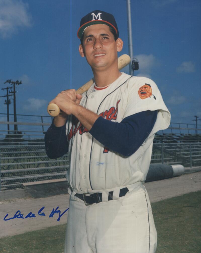 MIKE DE LA HOZ MILWAUKEE BRAVES SIGNED AUTOGRAPHED 8X10 PHOTO W/ COA