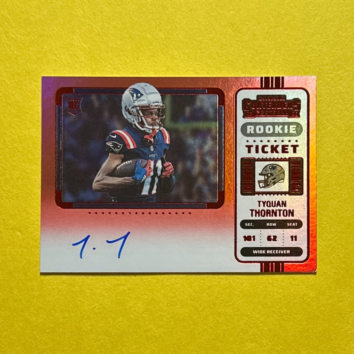 2022 PANINI CONTENDERS TYQUAN THORNTON RED TICKET AUTO VARIATION #138 PATRIOTS