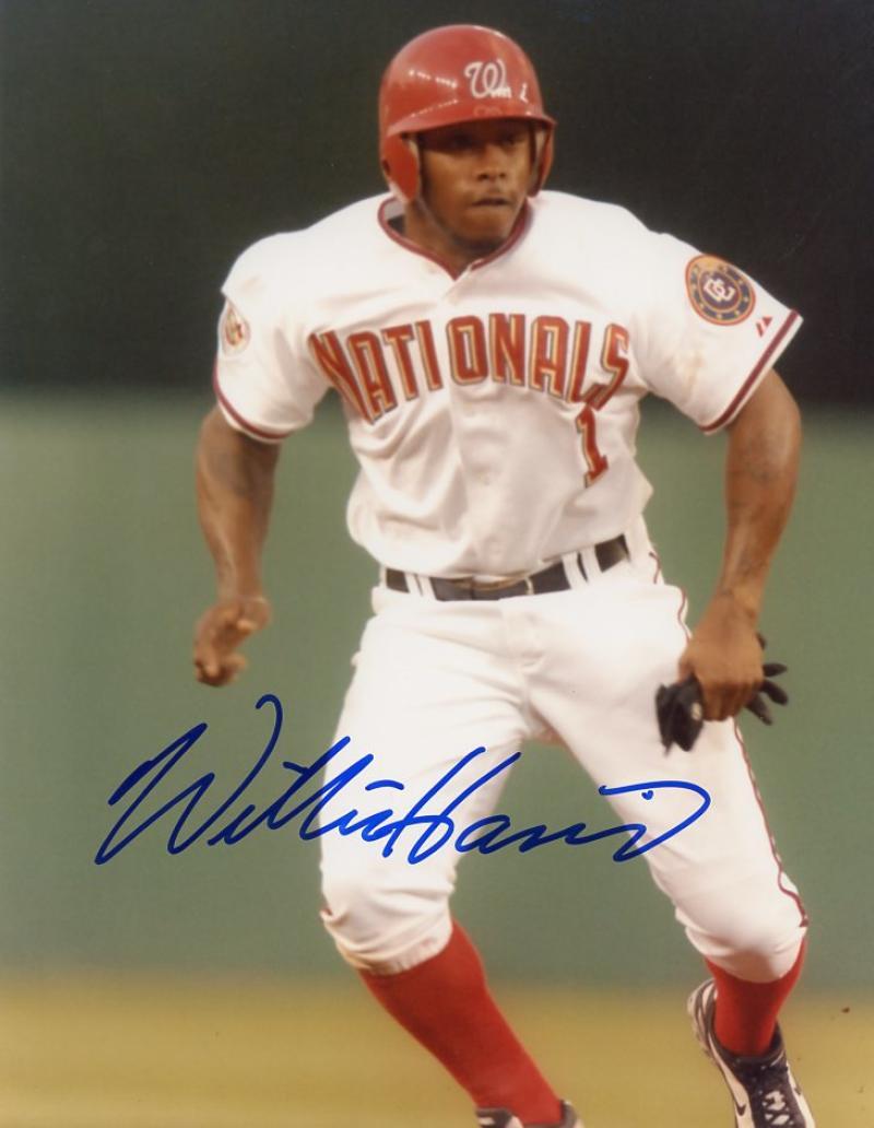 WILLIE HARRIS WASHINGTON NATIONALS SIGNED  8X10 PHOTO W/COA