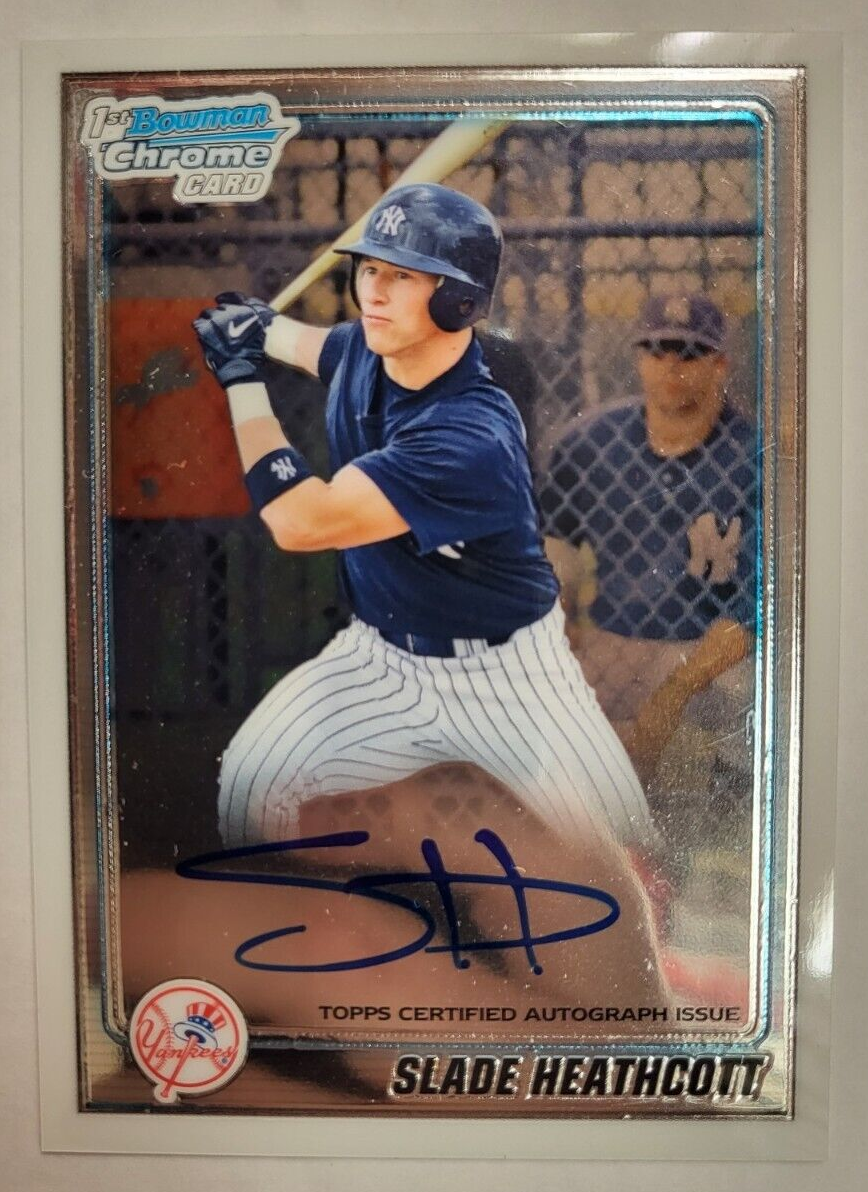 2010 BOWMAN CHROME SLADE HEATHCOTT YANKEES ROOKIE AUTO BCP95 BASEBALL CARD