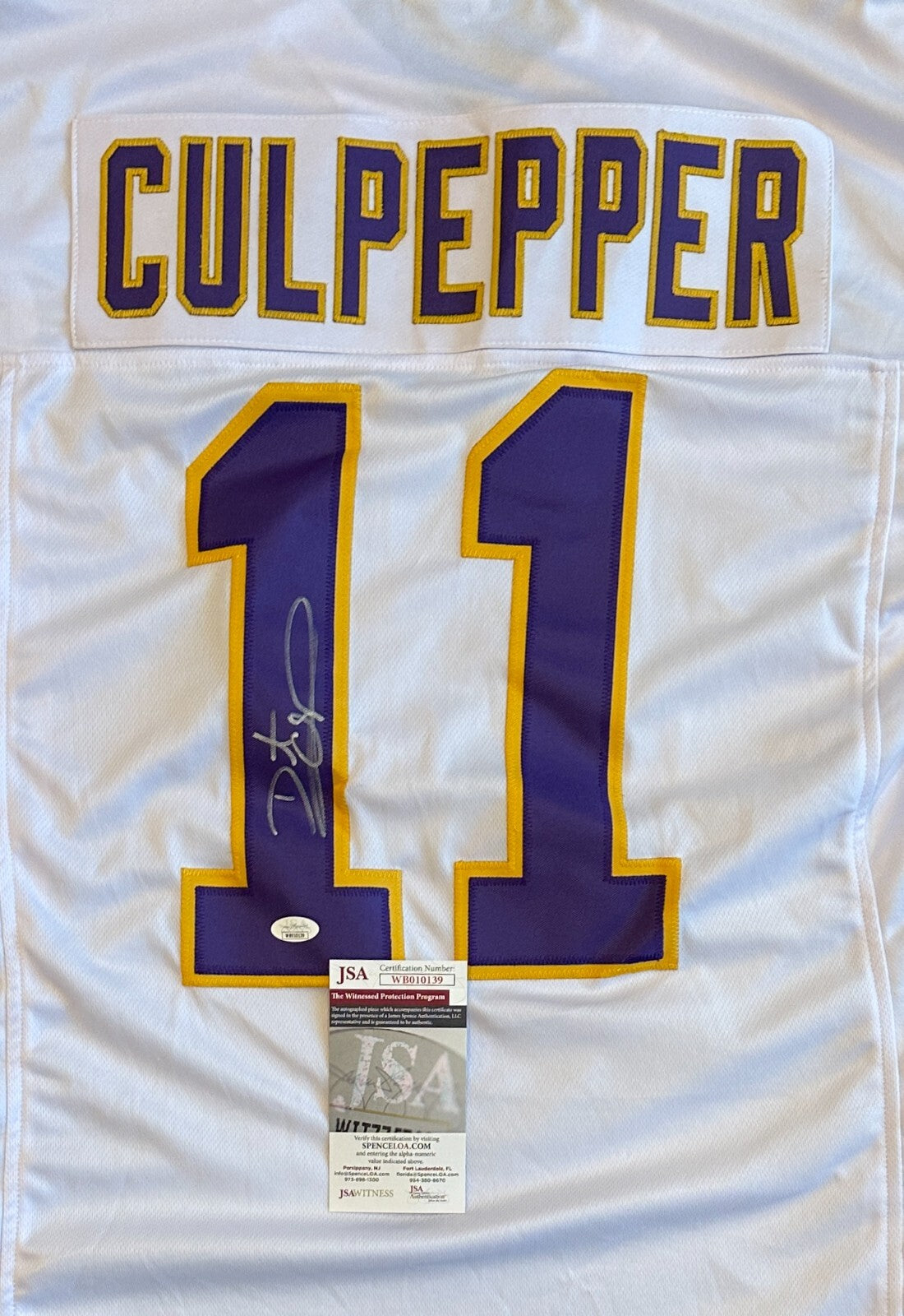 DAUNTE CULPEPPER VIKINGS SIGNED AUTOGRAPHRED WHITE CUSTOM JERSEY SZ XL JSA