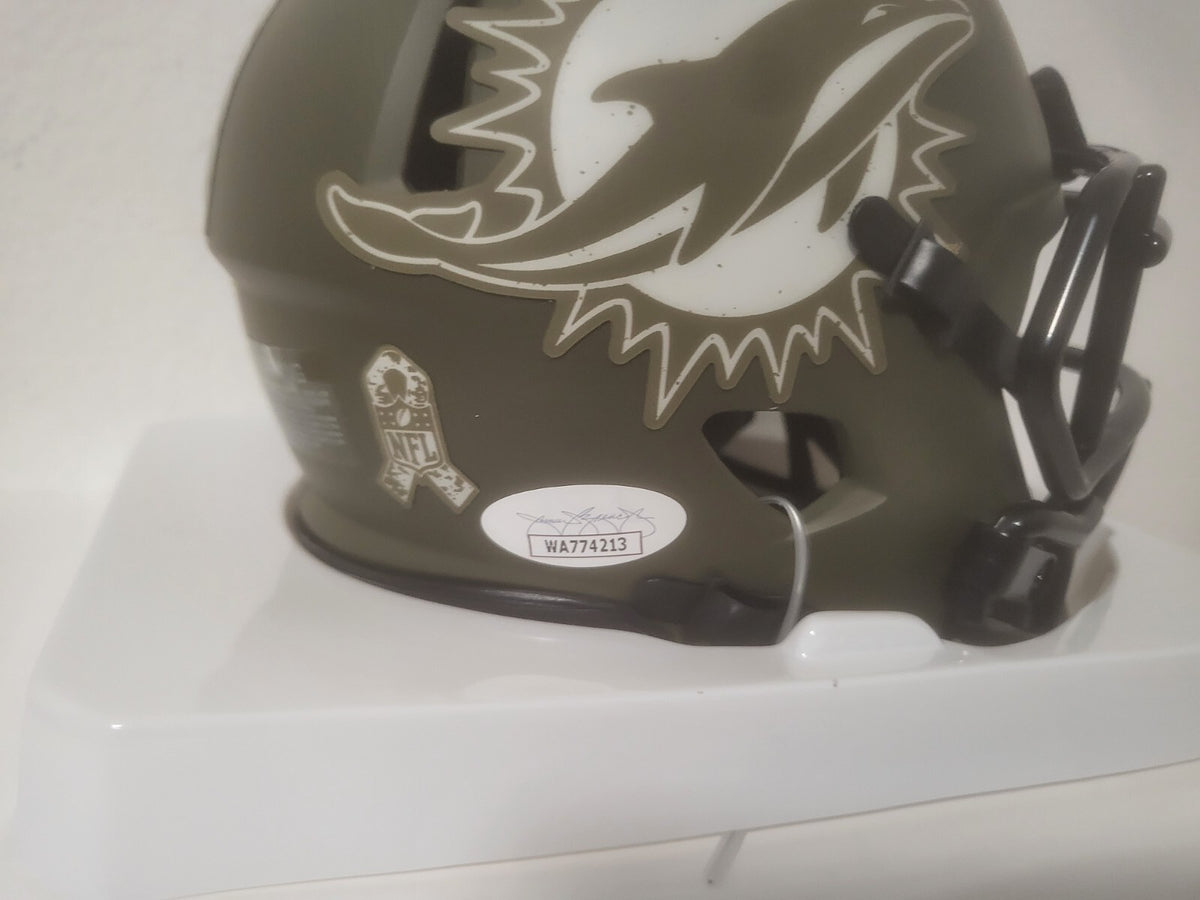 JEFF WILSON JR MIAMI DOLPHINS SIGNED AUTO SALUTE TO SERVICE MINI HELMET JSA **