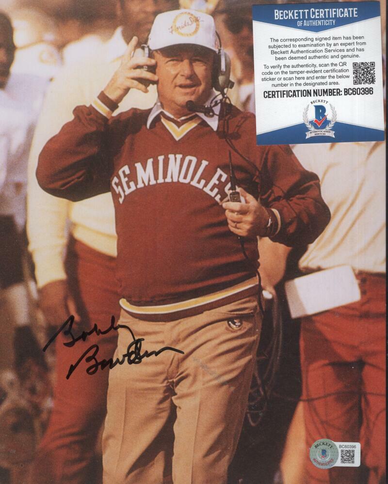 BOBBY BOWDEN FLORIDA STATE SEMINOLES SIGNED 8X10 PHOTO BECKETT BC60395
