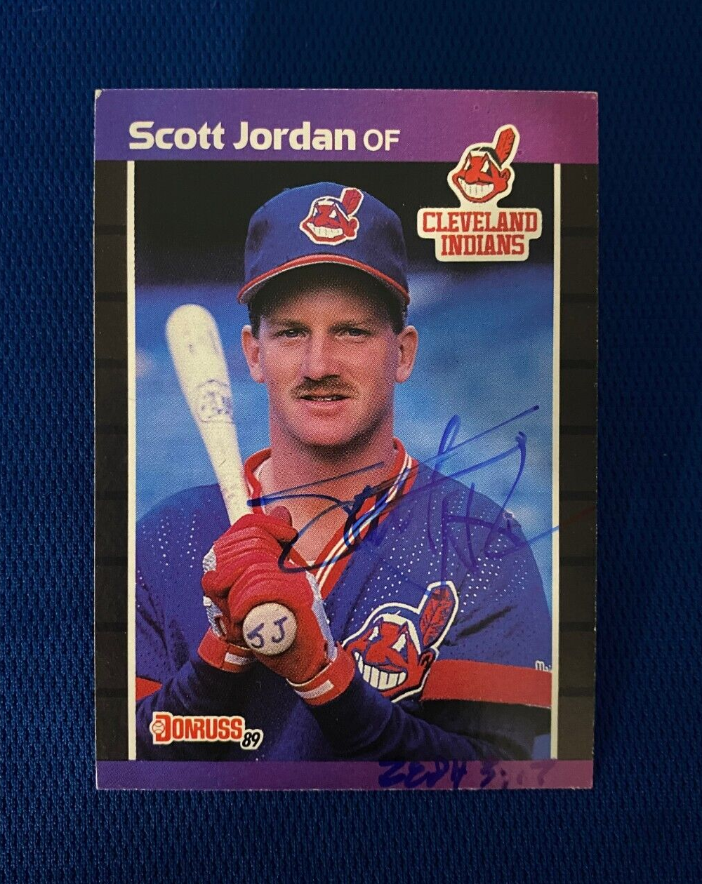 1989 DONRUSS SCOTT JORDAN CLEVELAND INDIANS AUTOGRAPHED SIGNED CARD #609 W/COA