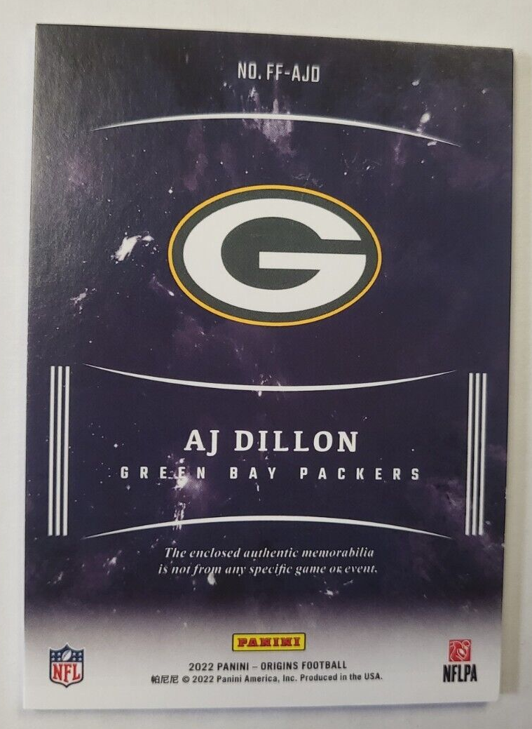 2022 PANINI ORIGINS AJ DILLION PACKERS WHITE PATCH /99 CARD