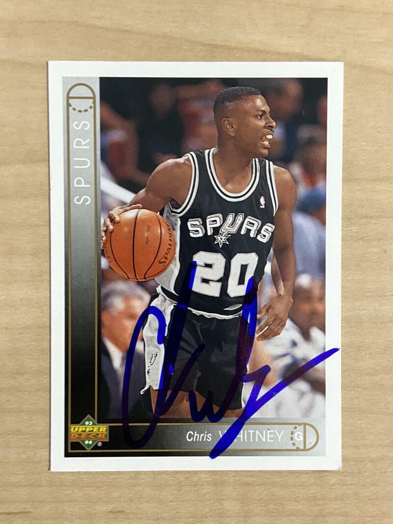 CHRIS WHITNEY SAN ANTONIO SPURS SIGNED 93-94 UPPER DECK CARD #371 W/COA