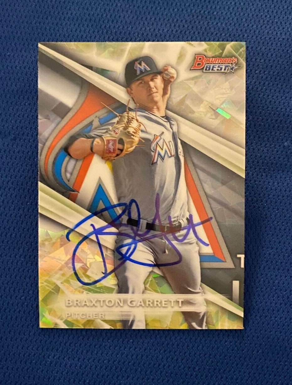 2016 BOWMAN BEST BRAXTON GARRETT MIAMI MARLINS AUTOGRAPH SIGNED CARD #TP-26 COA