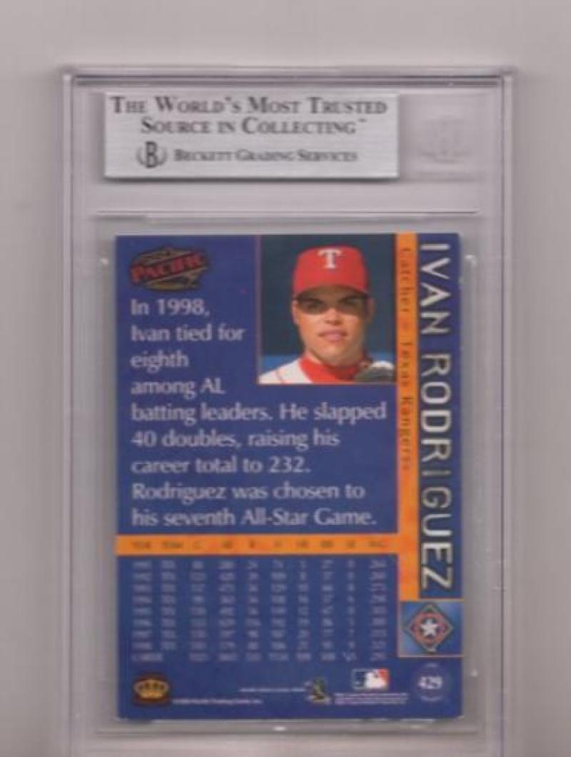 1999 PACIFIC IVAN RODRIGUEZ SIGNED CARD BECKETT AUTHENTIC AUTOGRAPH