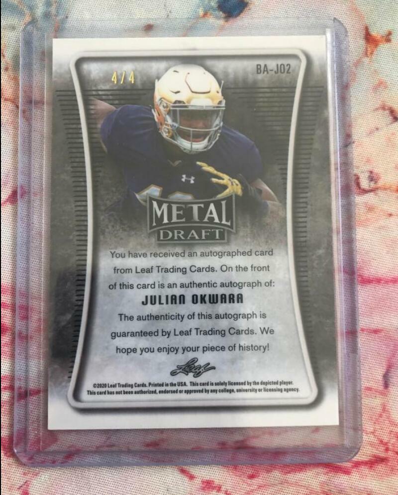2020 LEAF METAL DRAFT JULIAN OKWARR ORANGE WAVE ROOKIE RARE 4/4
