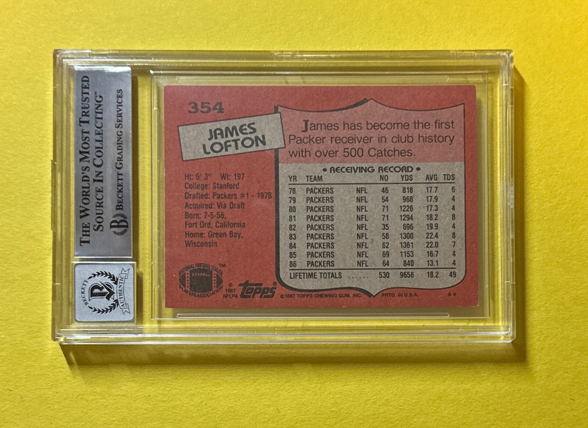 1987 TOPPS JAMES LOFTON #354 BECKETT 10 AUTHENTIC SIGNED AUTO CARD PACKERS