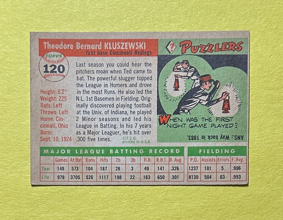 1955 TOPPS TED KLUSZEWSKI #120 REDS