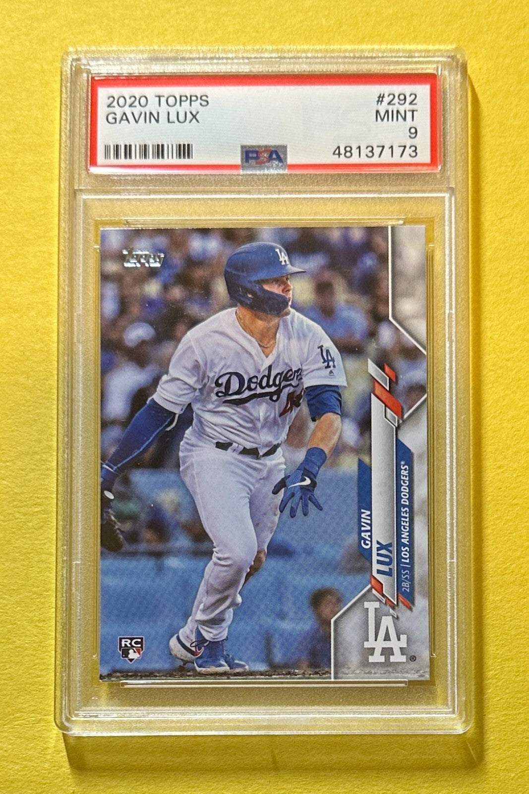 2020 TOPPS GAVIN LUX ROOKIE CARD #292 PSA MINT 9 DODGERS