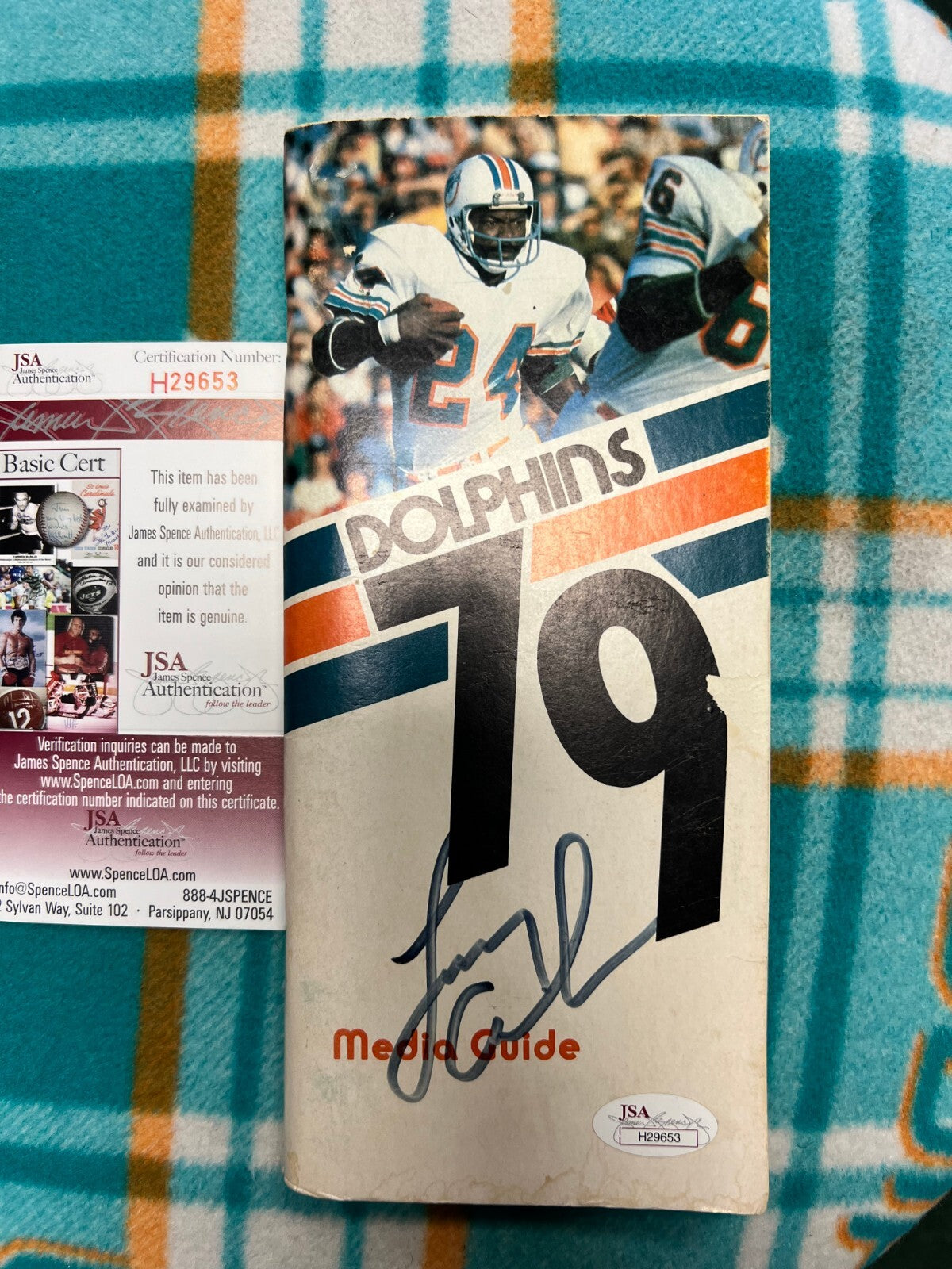 LARRY CZONKA MIAMI DOLPHINS SIGNED AUTOGRAPHED 79 MEDIA GUIDE JSA COA