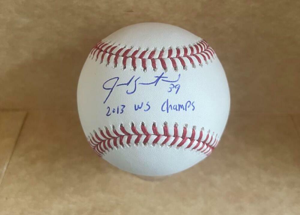 JARROD SALTALAMACCHIA BOSTON RED SOX 2013 WS CHAMPS SIGNED M.L. BASEBALL JSA UU1