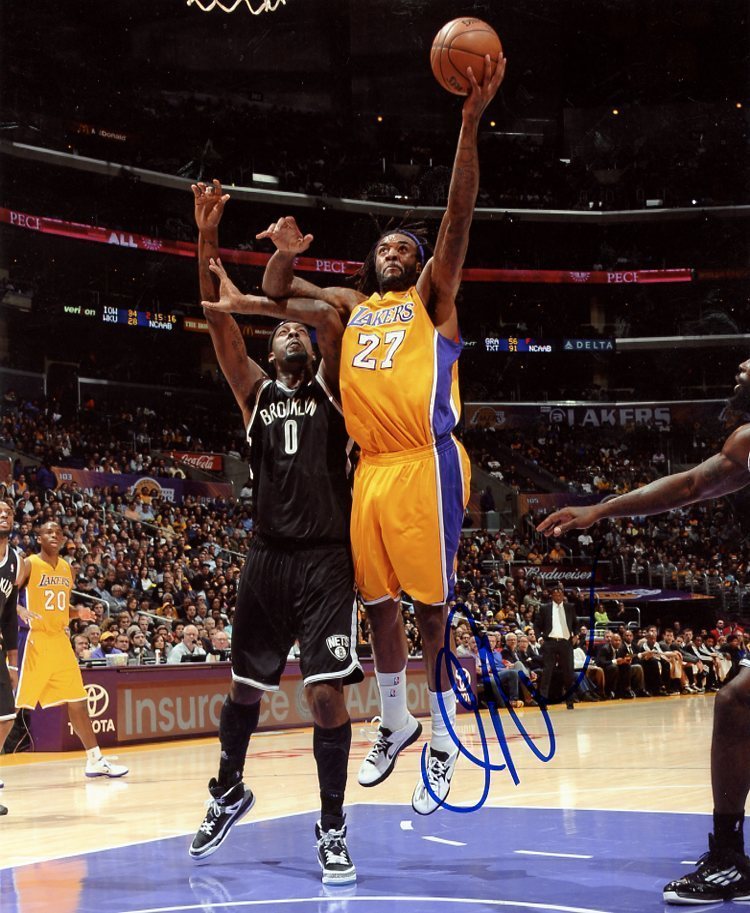 JORDAN HILL LOS ANGELES LAKERS SIGNED AUTOGRAPHED 8X10 PHOTO W/COA