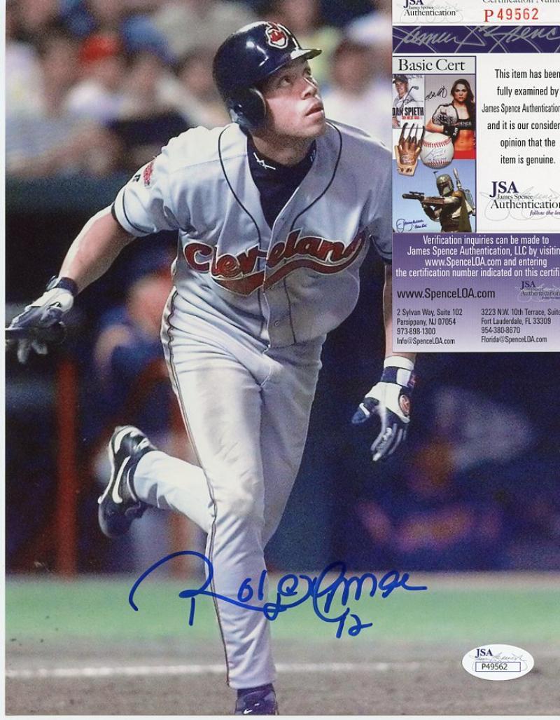 ROBERTO ALOMAR CLEVELAND INDIANS SIGNED 8X10 PHOTO JSA P49562