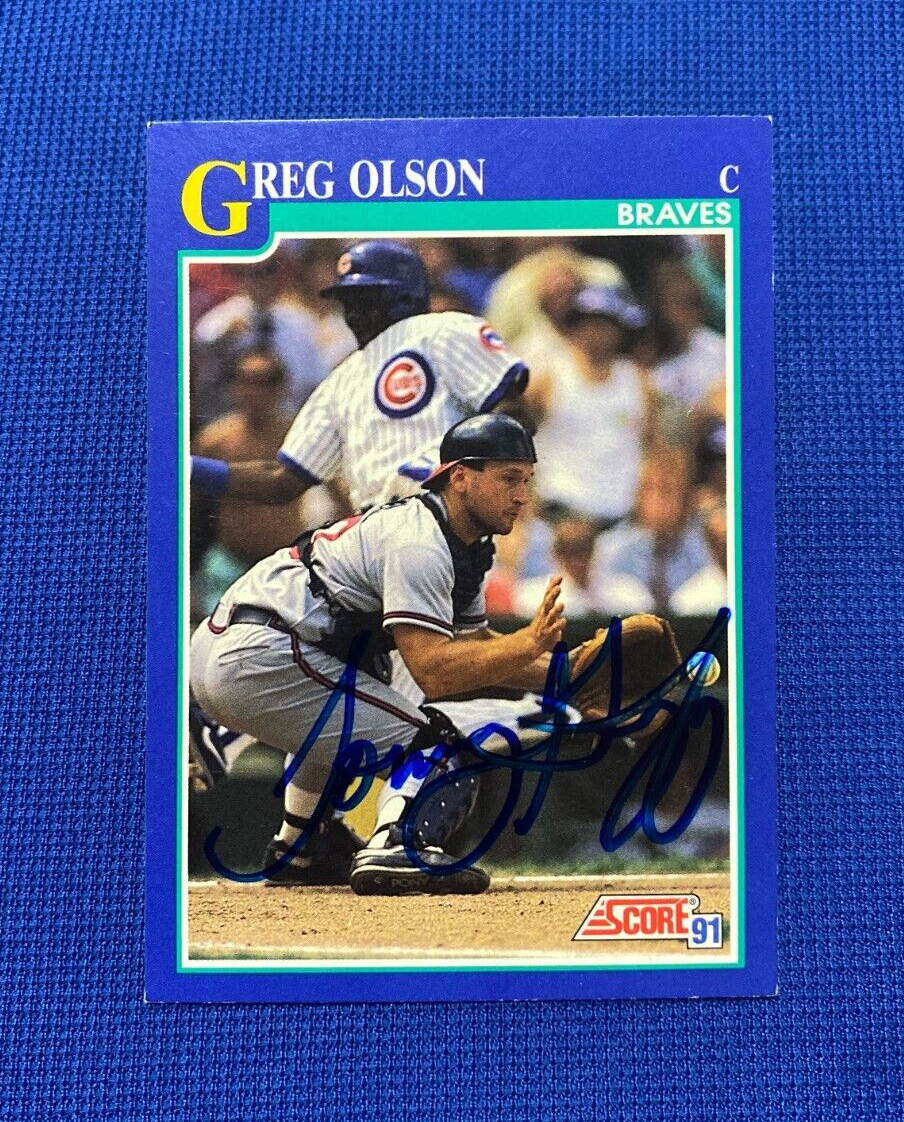 1991 SCORE GREG OLSON ATLANTA BRAVES SIGNED AUTOGRAPHED AUTO CARD #56 W/COA