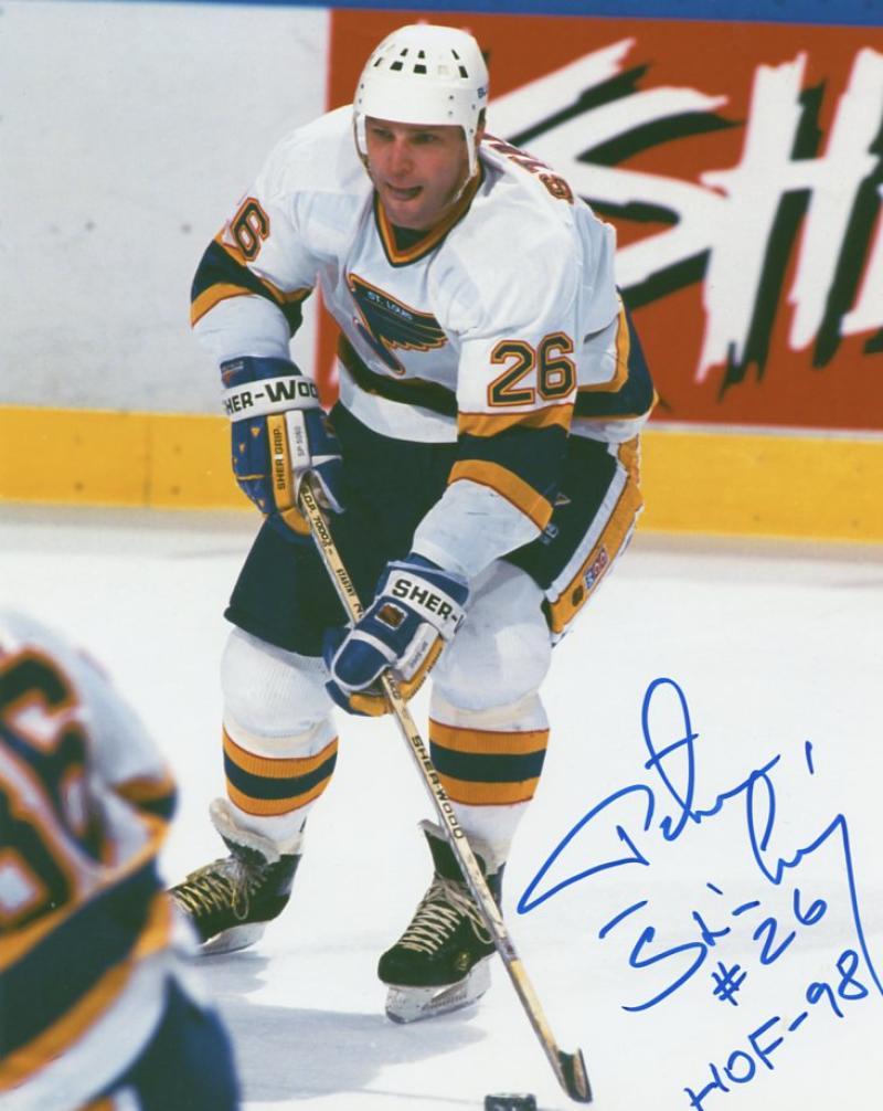 PETER STASTNY ST. LOUIS BLUES SIGNED AUTOGRAPHED HOF 98 8X10 PHOTO W/COA