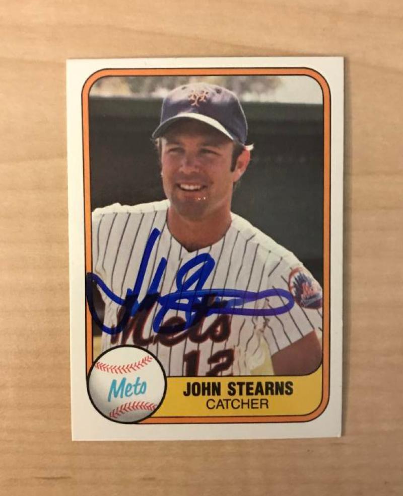 JOHN STEARNS NEW YORK METS SIGNED AUTOGRAPHED 1981 FLEER CARD #317 W/COA