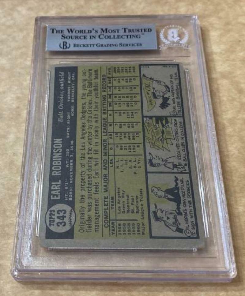 1961 TOPPS EARL ROBINSON ORIOLES DECEASED SIGNED CARD BECKETT AUTHENTIC AUTO