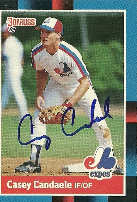 CASEY CANDAELE MONTREAL EXPOS SIGNED AUTOGRAPHED 1988 DONRUSS CARD #179 W/COA 