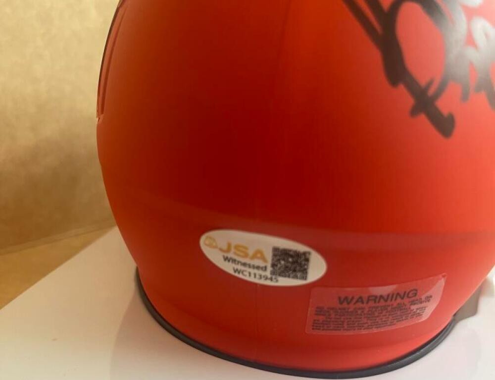 BOB GOLIC BROWNS #79 SIGNED AUTOGRAPHED RAVE MINI HELMET  JSA AUTH
