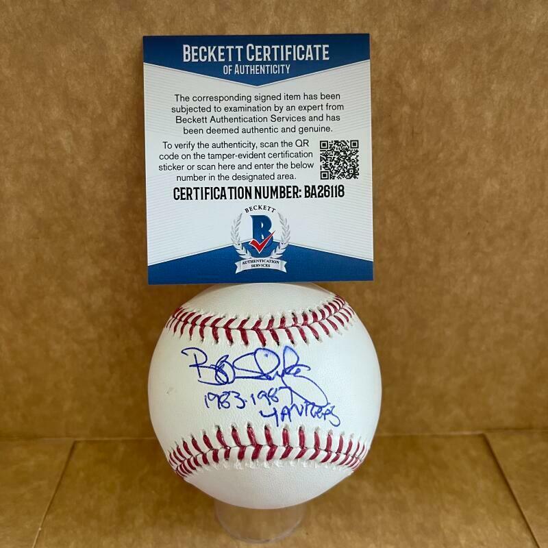 BOB SHIRLEY 1983-1987 YANKEES SIGNED AUTOGRAPHED M.L. BASEBALL BAS BA26118