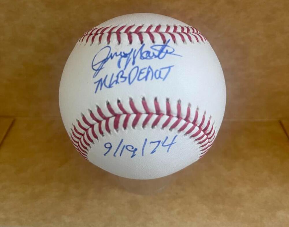 JERRY MARTIN MLB DEBUT 9/19/74 SIGNED AUTO M.L. BASEBALL BECKETT AUTHENTICATED