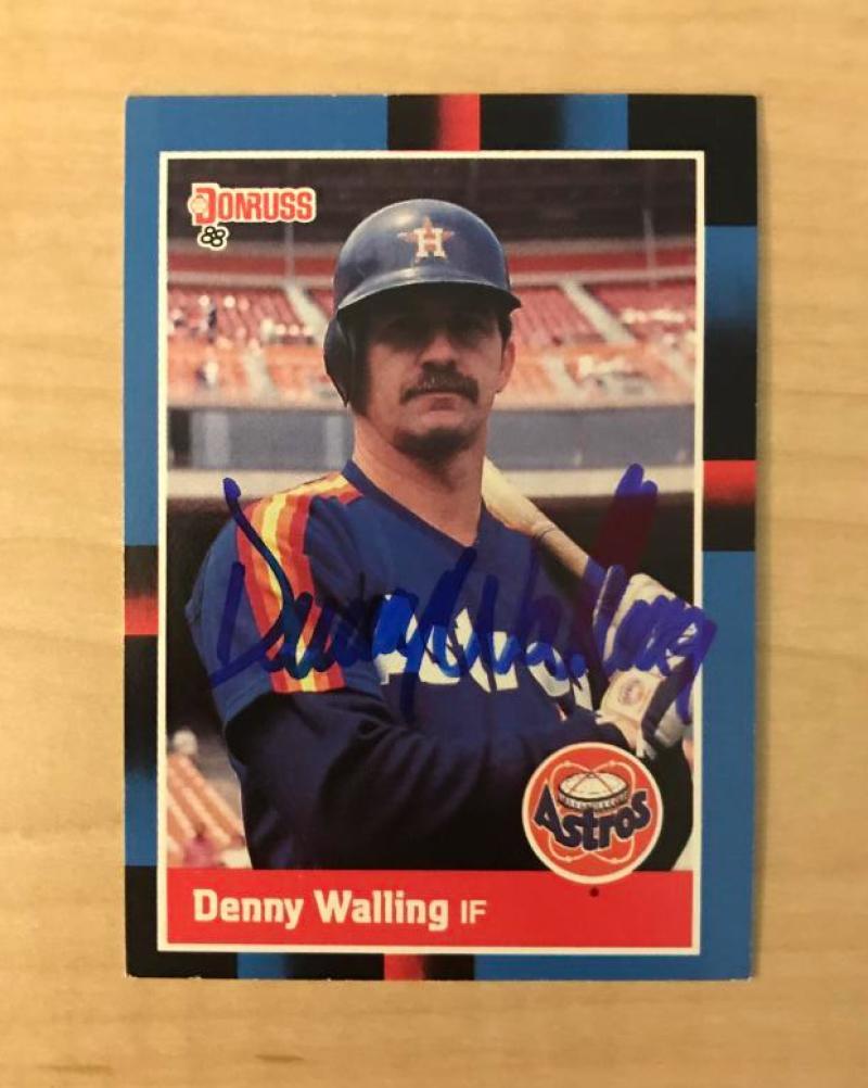 DENNY WALLING HOUSTON ASTROS SIGNED AUTOGRAPHED 1988 DONRUSS CARD #384 W/COA