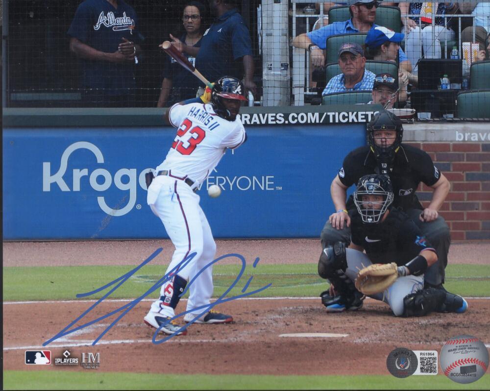 MICHAEL HARRIS BRAVES SIGNED AUTOGRAPHED 8X10 PHOTO BECKETT R61864
