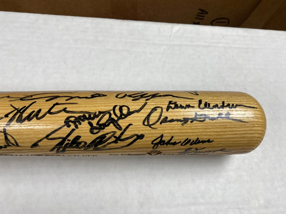 MLB LEGENDS SIGNED JOE DIMAGGIO CHILDRENS HOSPITAL BAT W/COA BROOKS ROBINSON + A