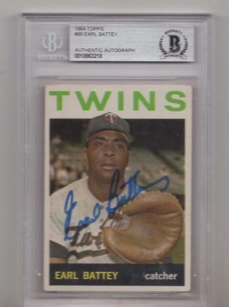 1964 TOPPS EARL BATTEY VINTAGE SIGNED CARD BECKETT AUTHENTIC AUTOGRAPH