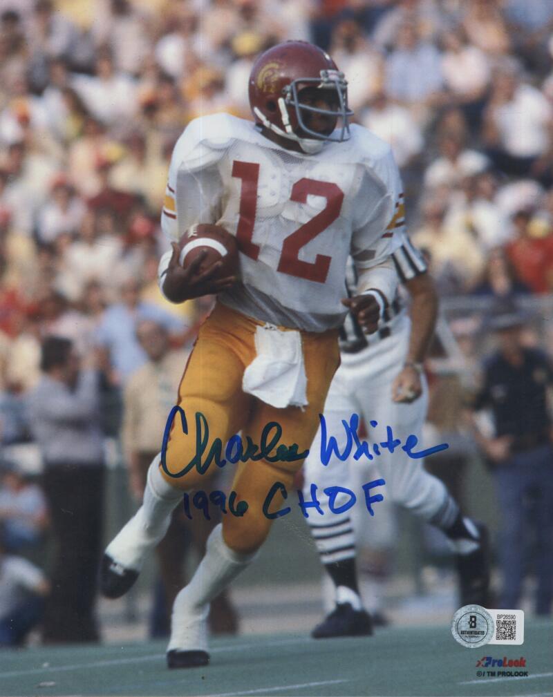 CHARLES WHITE USC 1976 CHOF SIGNED AUTOGRAPHED 8X10 PHOTO BECKETT AUTH