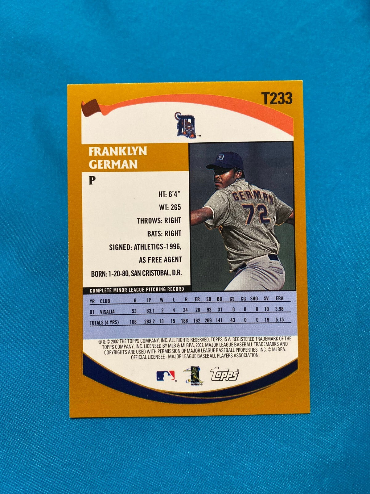 2002 TOPPS TRADED FRANKLYN GERMAN STAR ROOKIES RC SIGNED AUTO CARD #T233 W/COA