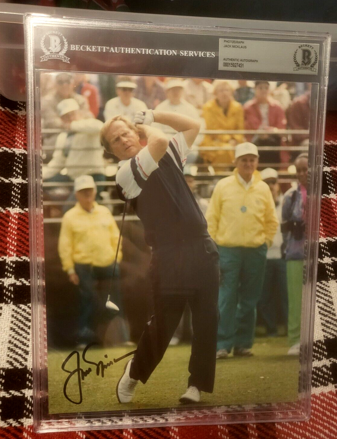 JACK NICKLAUS PGA GOLF LEGEND SIGNED AUTOGRAPHED 8X10 PHOTO BECKETT SLABBED RARE
