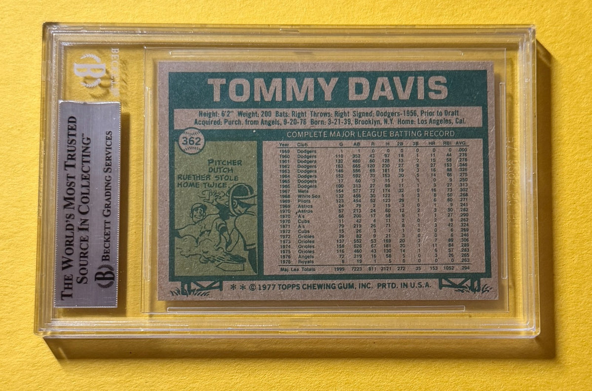 1977 TOPPS TOMMY DAVIS #362 SIGNED AUTO CARD BECKETT AUTHENTIC ROYALS