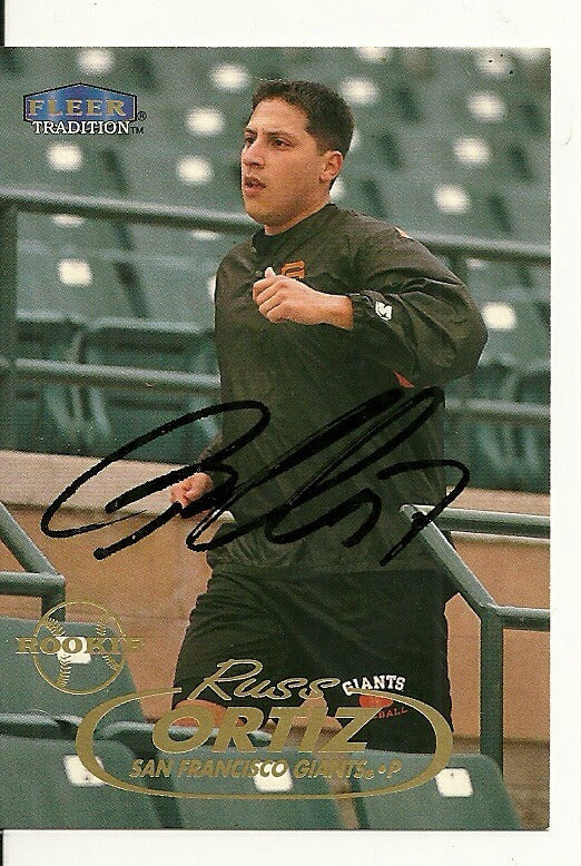 RUSS ORTIZ SAN FRANCISCO GIANTS SIGNED AUTOGRAPHED 1998 FLEER CARD #442 W/COA