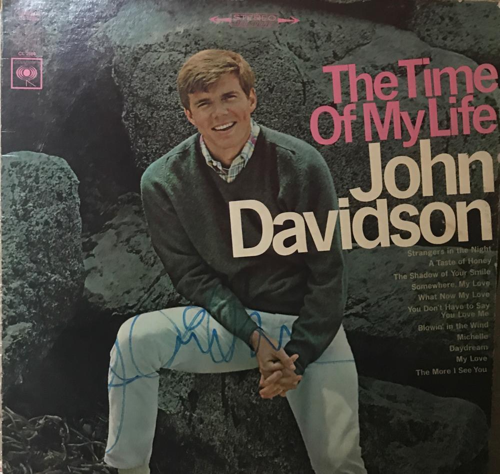 JOHN  DAVIDSON  THE TIME OF MY LIFE  SIGNED 1997  VINYL RECORD ALBUM W/COA