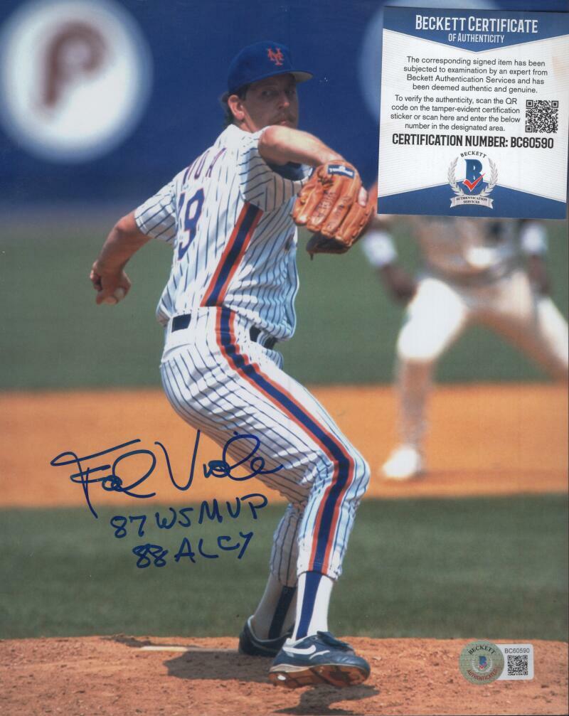 FRANK VIOLA METS 87 WS MVP CY ETC SIGNED AUTOGRAPHED 8X10 PHOTO BECKETT BC60590