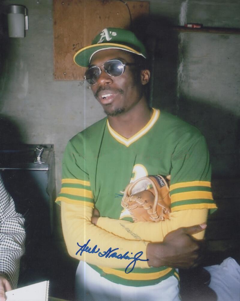 HERB WASHINGTON A'S SIGNED AUTOGRAPHED 8X10 PHOTO W/ COA 