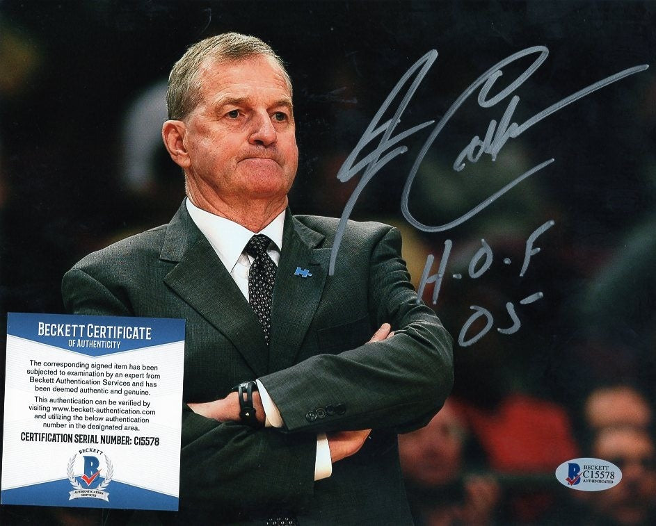 JIM CALHOUN HOF 05 BECKETT C15578 SIGNED 8X10 PHOTO W/ COA