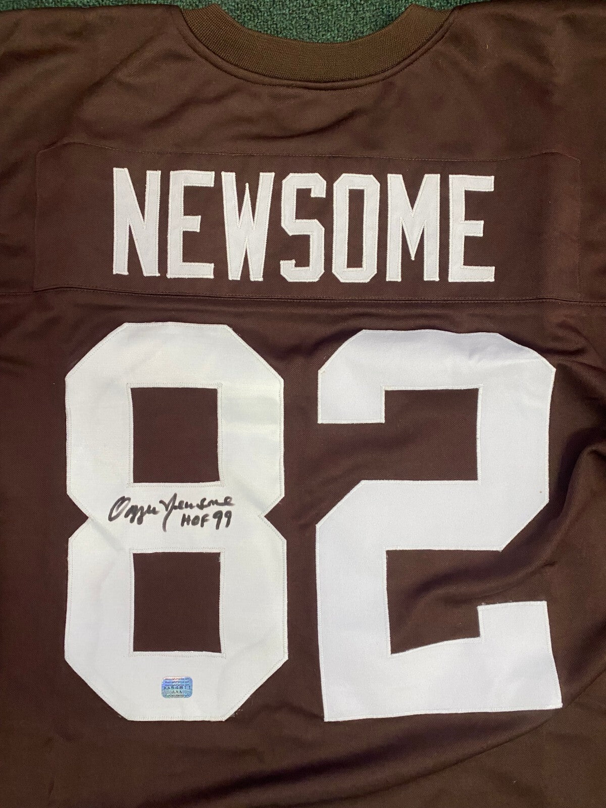 OZZIE NEWSOME #82 HOF 99 CLEVELAND BROWNS SIGNED AUTOGRAPHED CUSTOM JERSEY W/COA